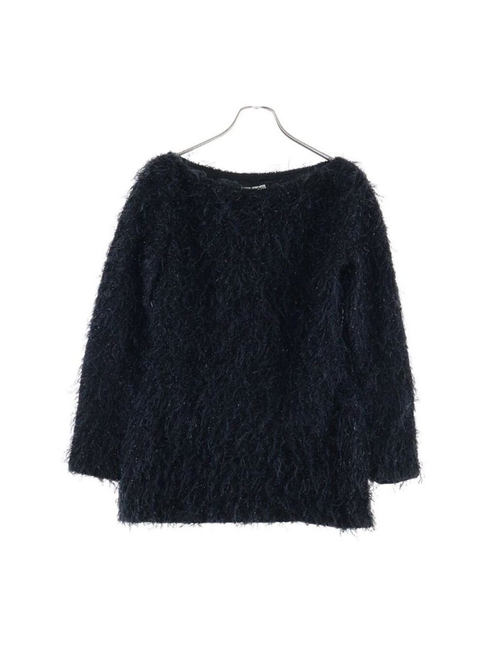 Celine Shaggy Knit Pullover Top Black Sweater 42